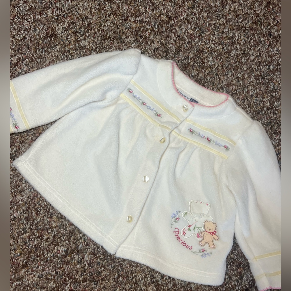 Vitamins Baby Fleece Jacket 18M Teddy Bear Cottagecore Embroidered